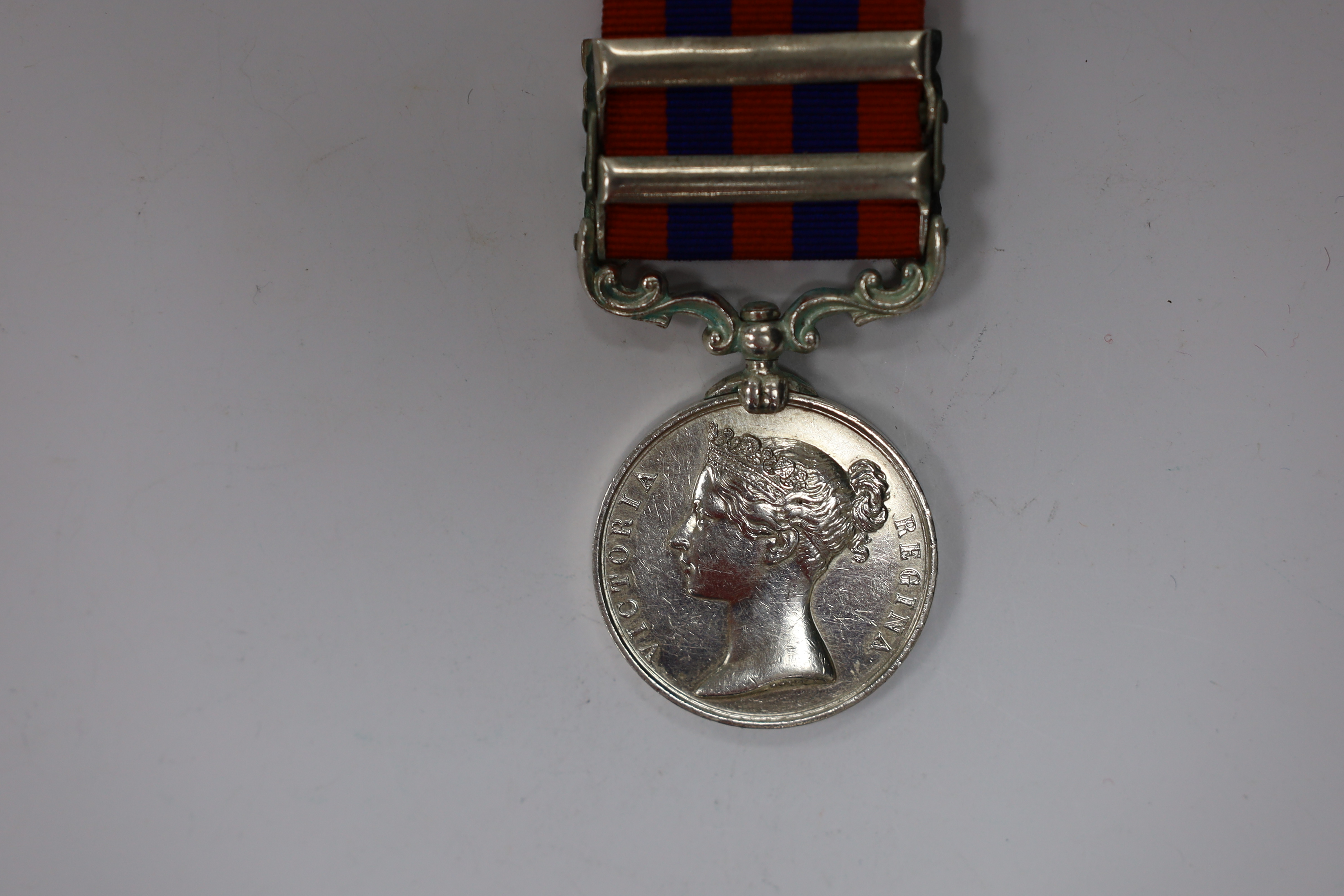 An India General Service Medal with Waziristan 1894-5 and Hazara 1888 clasps to 1158 Sepoy Gulab Singh 14th Bt Infy